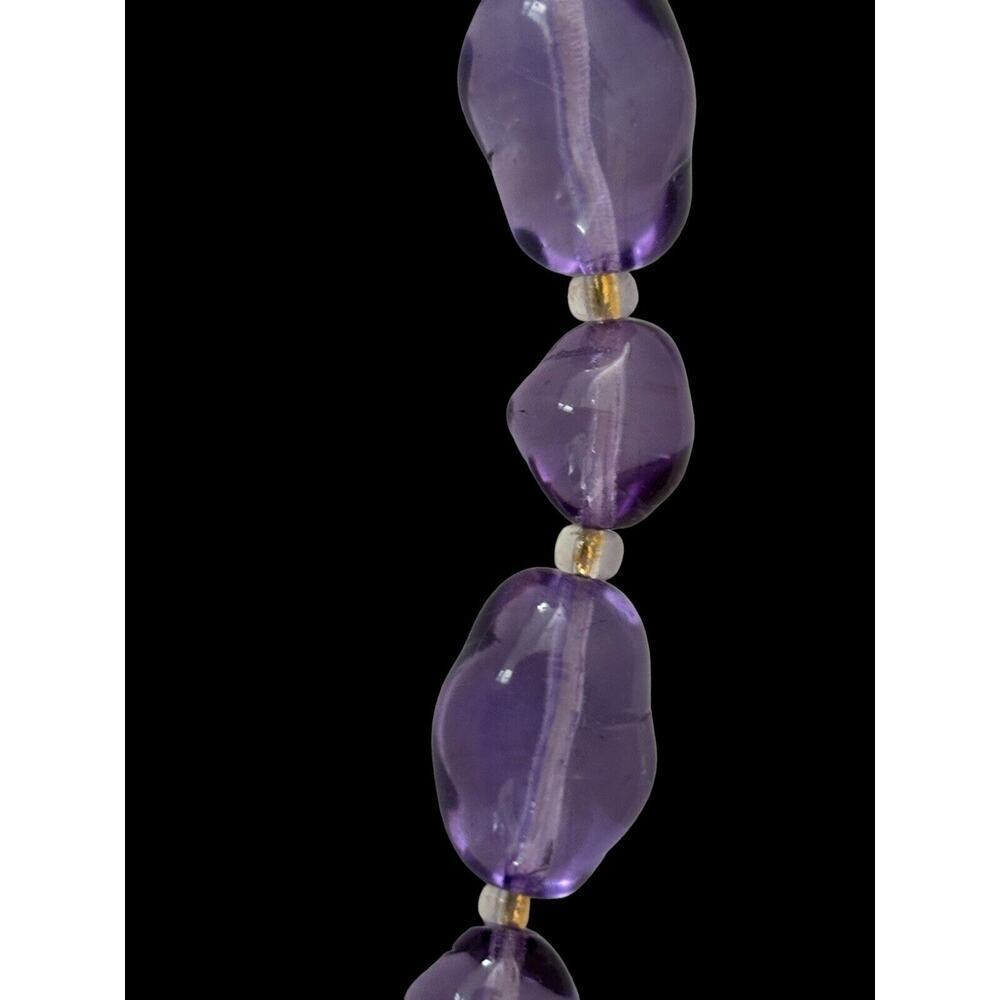 Joan Rivers Signed Gold Plated Purple Glass Bead 33" Necklace New Old Stock - Picture 6 of 9